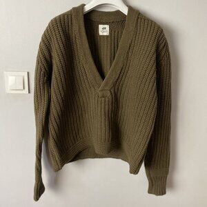 H&M Studio Trendy Olive Green Knit Sweater